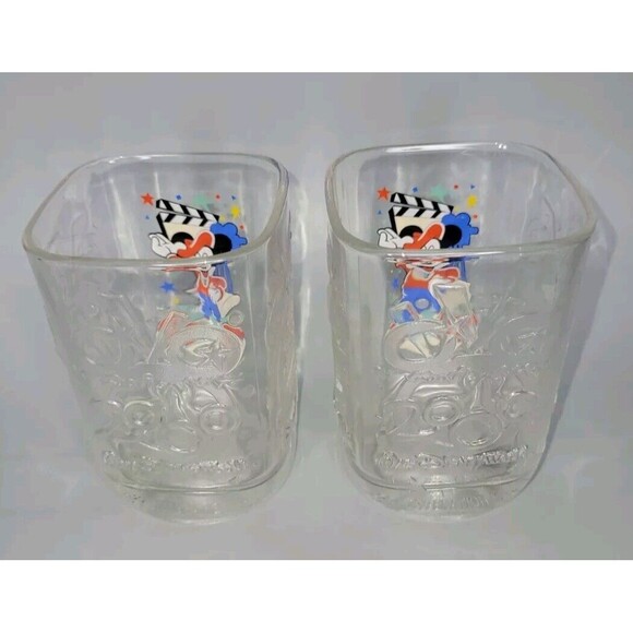 Vtg Set 2 Walt Disney World Drinking Glasses 2000 McDonalds Mickey Mouse Y2K Cup - Picture 4 of 8